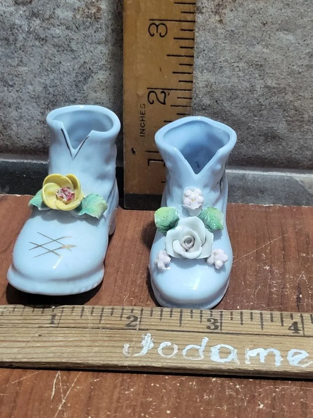 Vintage Miniature Porcelain Shoe Figurines Set of 2